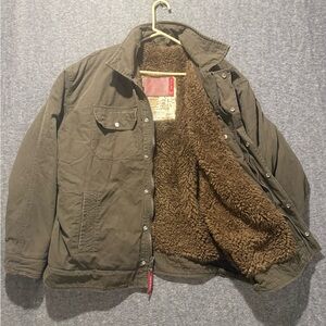 Farm Boy Canvas Sherpa Lined Coat Mens 2XL brown lined heavy durable work cotton